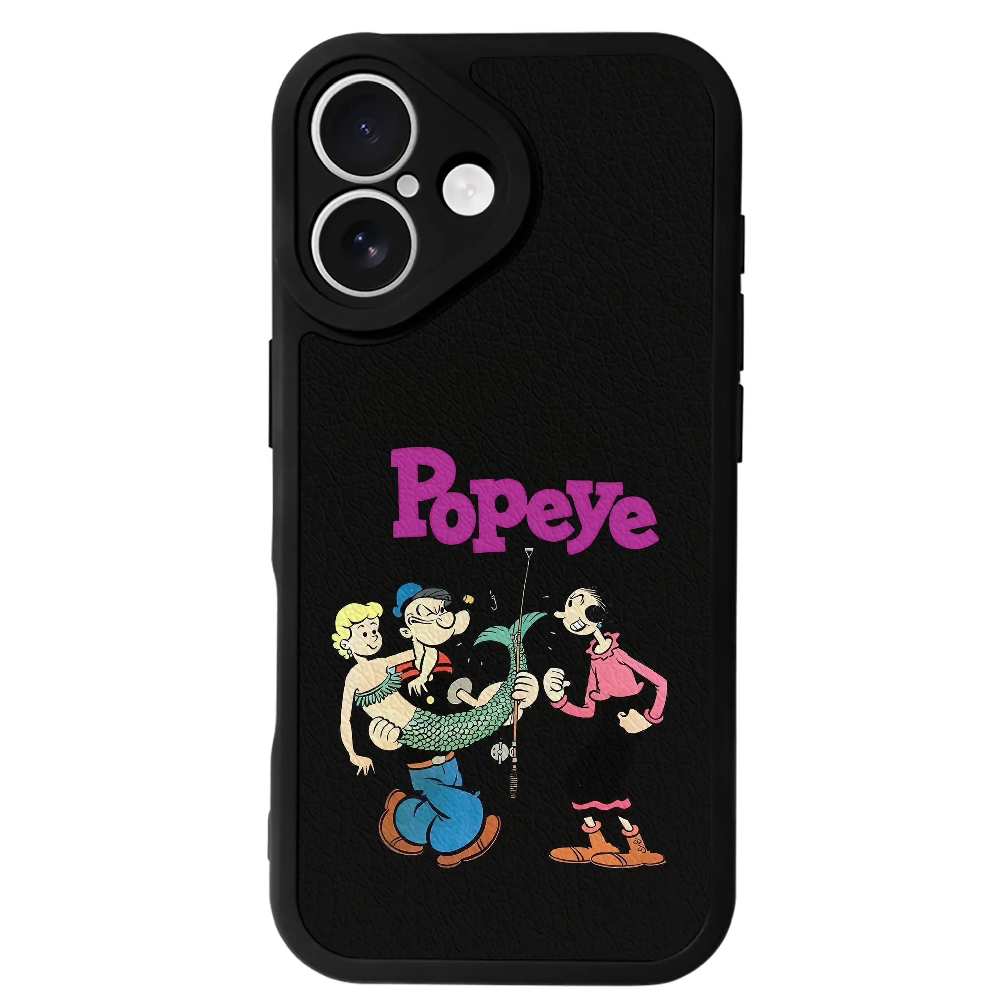 ポパイ グッズ オリーブ・オイル - IPhone 16シリーズ対応 ・ シリコンスマホケース ・ レザー調 ・ 高精度フィット ・ 耐衝撃 ・ ワイヤレス充電対応 ・ 精密カット